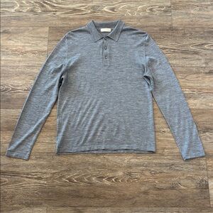 WANT Les Essentiels Lightweight Wool, Long Sleeve Gray Polo Sweater - Medium EUC